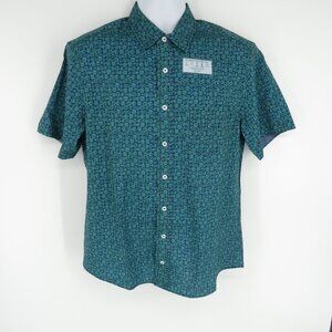 Nick Graham Men's Stretch Short Sleeve Button Up Aqua Shirt Medium NWT